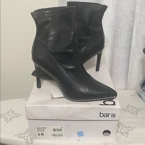 Bar III Women's Black Heeled Boots with Studded Detail